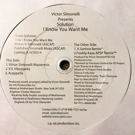 Victor Simonelli Presents Solution - I Know You Want Me