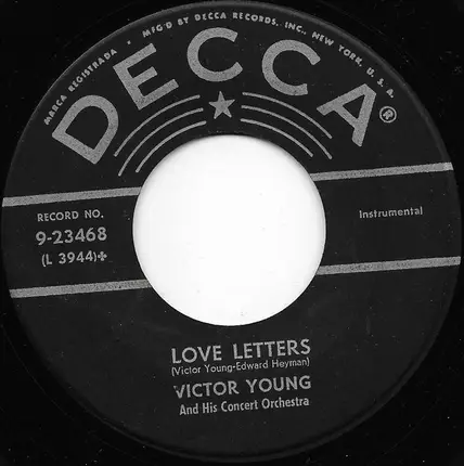 Victor Young And His Concert Orchestra - Stella By Starlight / Love Letters