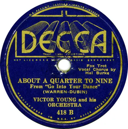 Victor Young And His Orchestra - She's A Latin From Manhattan / About A Quarter To Nine