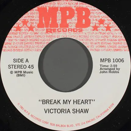 Victoria Shaw - Break My Heart