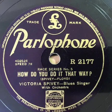 Victoria Spivey - Funny Feathers / How Do You Do It That Way?