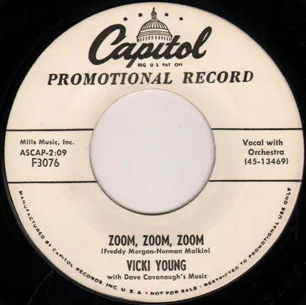 Vicki Young With Dave Cavanaugh's Music - Zoom, Zoom, Zoom / Live Fast, Love Hard, Die Young