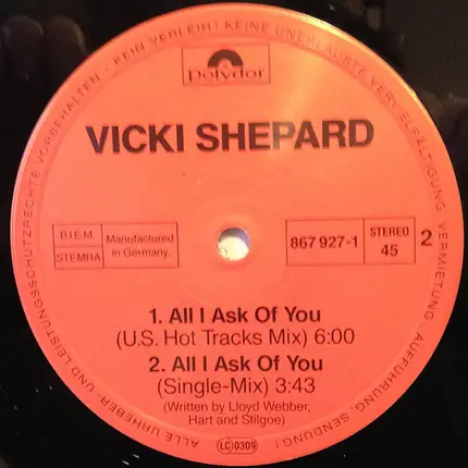 Vicki Shepard - All I Ask Of You