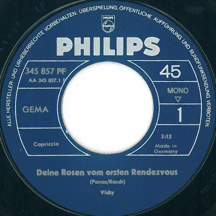 Vicky Leandros - Deine Rosen Vom Ersten Rendezvous / Am Abend  Muss Ich Schlafen Gehn