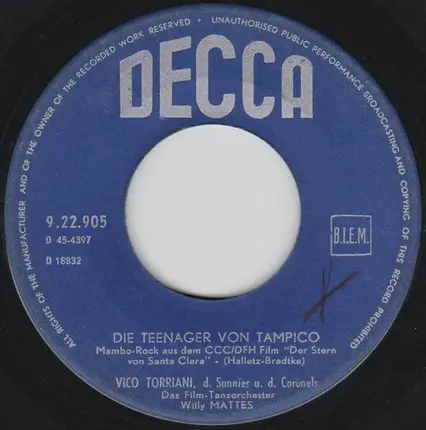 Vico Torriani - Die Sunnies U. Die Coronels - Du Bist Der Stern / Die Teenager Von Tampico