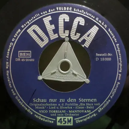 Vico Torriani , Mantovani And His Orchestra - Schau Nur Zu Den Sternen