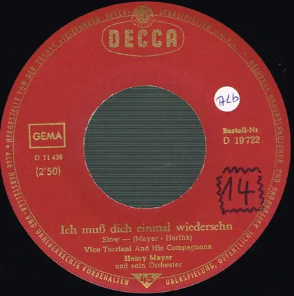 Vico Torriani And His Compagnons - Ich Muß Dich Einmal Wiedersehn