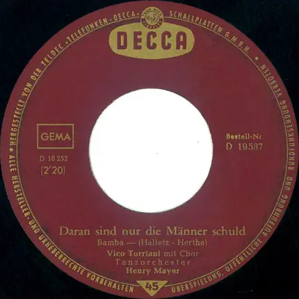 Vico Torriani - Daran Sind Nur Die Männer Schuld / Glück In Der Liebe