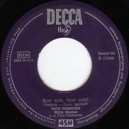 Vico Torriani - In Paris, In Der Rue Madeleine / Bon Soir, Bon Soir!