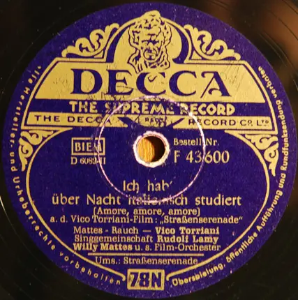 Vico Torriani - Straßenserenade / Ich Hab' Über Nacht Italienisch Studiert