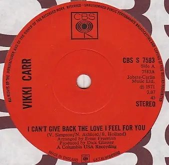 Vikki Carr - I Can't Give Back The Love I Feel For You