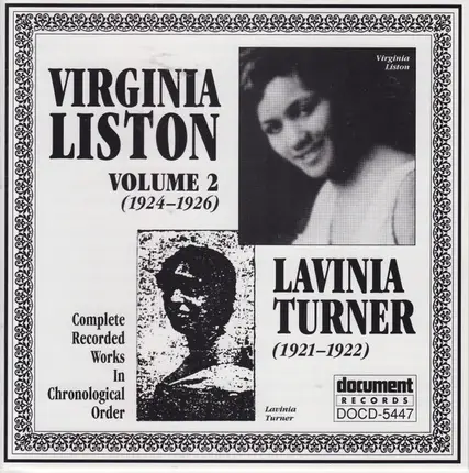 Virginia Liston , Lavinia Turner - Complete Recorded Works In Chronological Order (Virginia Liston Volume 2, C.25 October 1924 To 29 M