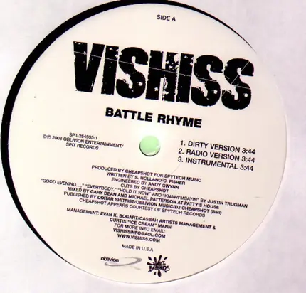 Vishiss - Battle Rhyme / Killin' Spree