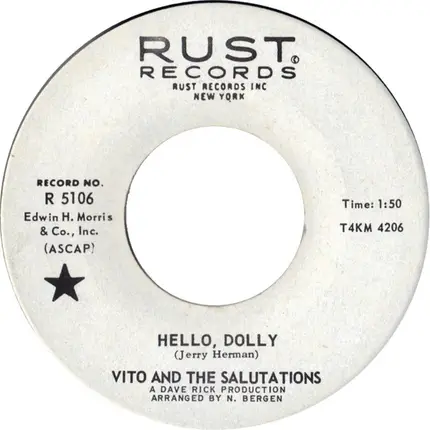 Vito & The Salutations - Hello Dolly / Can I Depend On You
