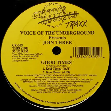Voice Of The Underground Presents Join Three - Good Times