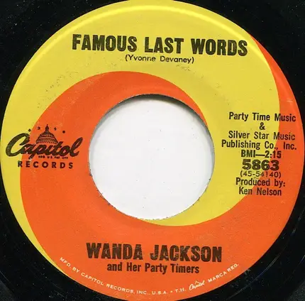 Wanda Jackson And The Party Timers - Both Sides Of The Line / Famous Last Words