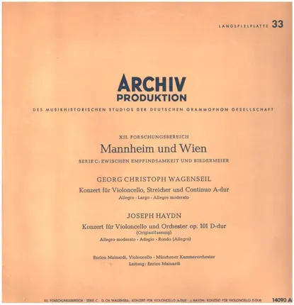 Wagenseil / Haydn (Mainardi) - Mannheim und Wien