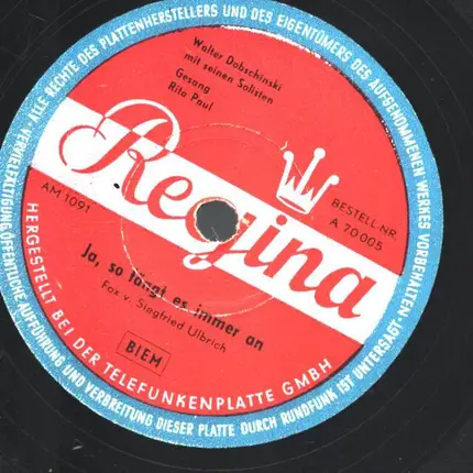 Walter Dobschinski mit seinem Solisten / Ursula Maury - Dadim Dadom / Ja, fängt es immer an