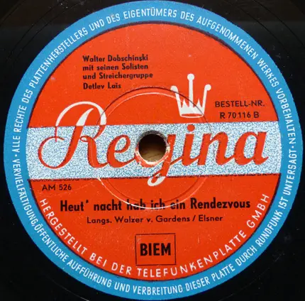 Walter Dobschinski Und Seine Solisten Und Streichergruppe Detlev Lais - Wenn Ich Dich Seh' / Heut' Nacht Hab Ich Ein Rendezvous