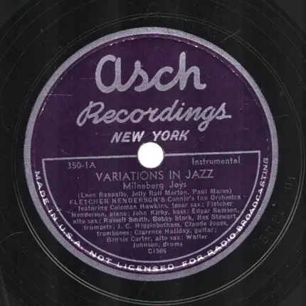 Walter Johnson, Clarence Haliday, Fletcher Henderson - Jazz Variations