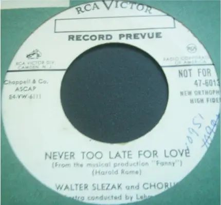 Walter Slezak - Never Too Late For Love / To My Wife