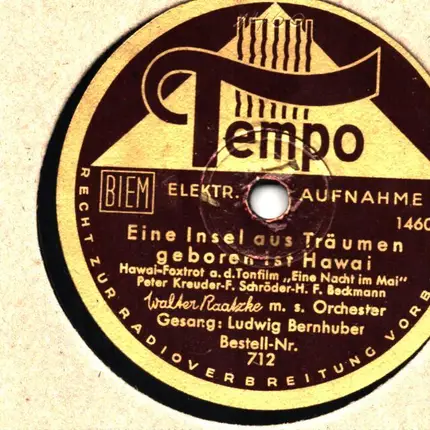 Walter raatzke m.s. Orchester - Eine Insel aus Träumen geboren ist Hawai / Komm' zurück