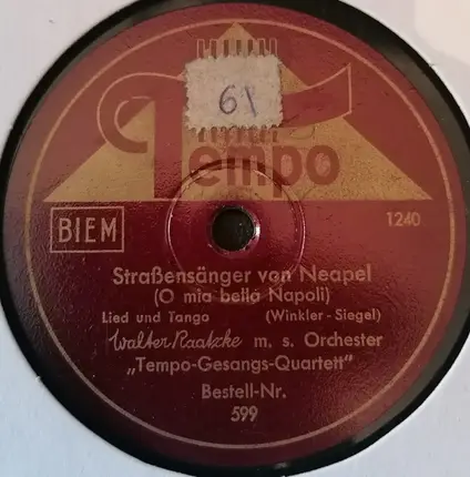 Walter Raatzke Mit Seinem Orchester - Addio Venezia / Straßensänger Von Neapel