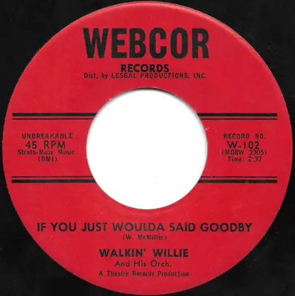 Walkin' Willie And His Orchestra - If You Just Woulda Said Goodby / It Sounds So Funny