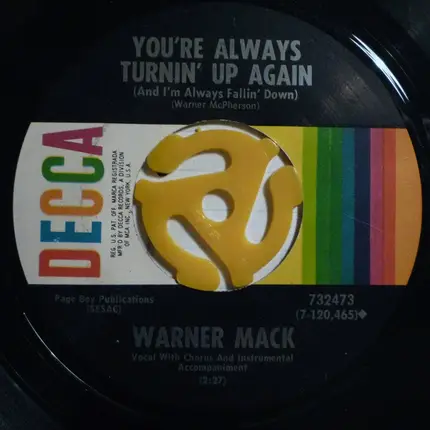 Warner Mack - Leave My Dream Alone / You're Always Turnin' Up Again