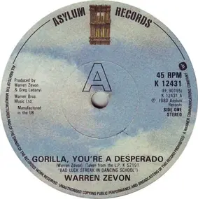 Warren Zevon - Gorilla, You're A Desperado / Empty Handed Heart