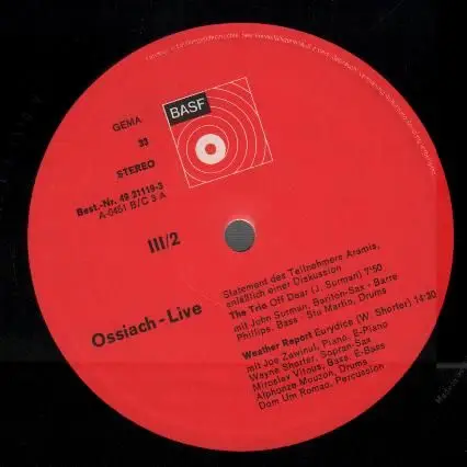Weather Report, Tangerine Dream, Dave Pike Set, Jean Luc Ponty - Ossiach Live