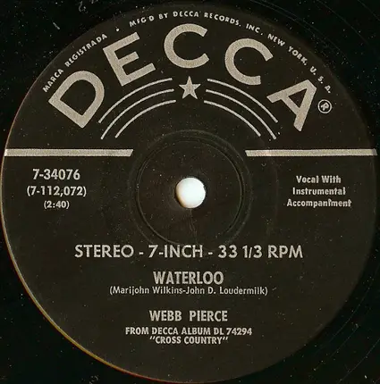 Webb Pierce - Cry, Cry, Darlin'