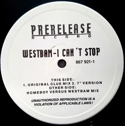 WestBam - I Can't Stop