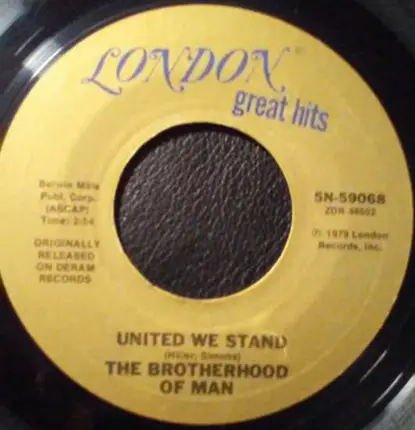 White Plains , Brotherhood Of Man - My Baby Loves Lovin'/United We Stand