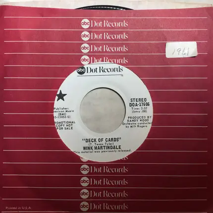 Wink Martindale - Deck Of Cards / Black Land Farmer