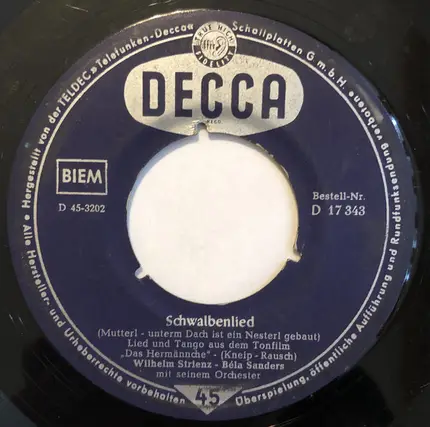 Wilhelm Strienz - Schwalbenlied / Dunkelrote Rosen Bring´ Ich, Schöne Frau