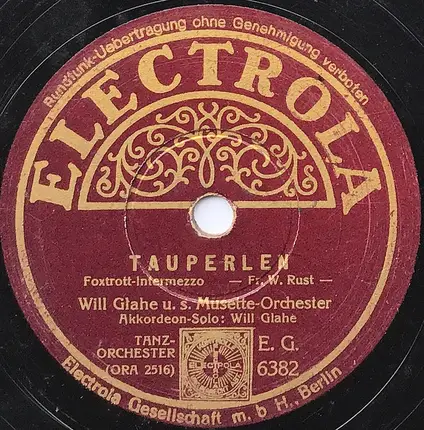 Will Glahé Und Sein Musette-Orchester - Tauperlen / Schabernack
