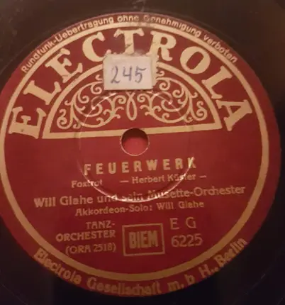 Will Glahé Und Sein Musette-Orchester - Feuerwerk / Techtelmechtel
