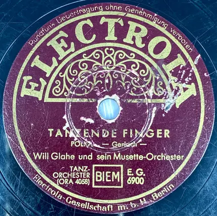 Will Glahé Und Sein Musette-Orchester - Reginella Campagnola / Tanzende Finger