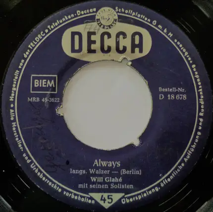 Will Glahé und seine Solisten - Fascination / Always