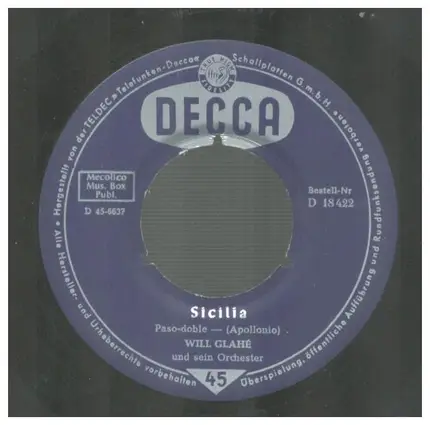 Will Glahe - Die Schalkhafte Von Rio / Sicilia
