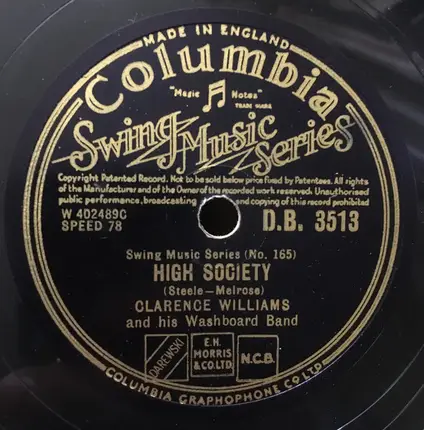 Williams' Washboard Band / Clarence Williams And His Orchestra - High Society / Left All Alone With The Blues