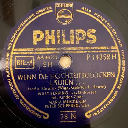 Willy Berking Und Sein Orchester - Wenn Die Hochzeitsglocken Läuten / Vergiss' Mich Nicht