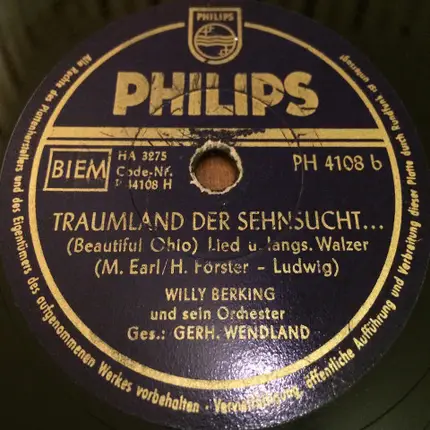 Willy Berking Und Sein Orchester - In Der Cafeteria von Milano / Traumland Der Sehnsucht...