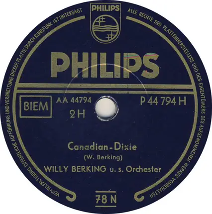 Willy Berking Und Sein Orchester - Manhattan-Swing / Canadian-Dixie