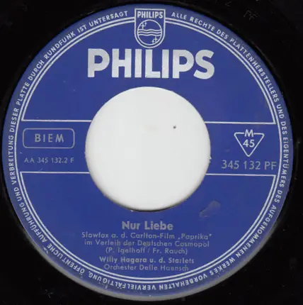 Willy Hagara U. D. Die Starlets - Mandolinen Und Mondschein