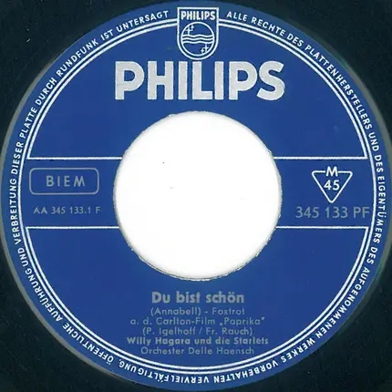 Willy Hagara Und Die Starlets - Du Bist Schön / Paprika-Rock