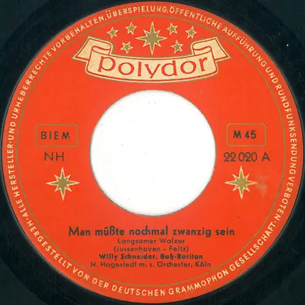 Willy Schneider - Man müßte nochmal 20 sein...