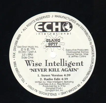 Wise Intelligent - Never Kill Again / Freestyle