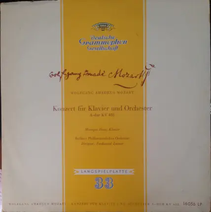 Wolfgang Amadeus Mozart - Monique Haas , Berliner Philharmoniker , Ferdinand Leitner - Konzert Für Klavier Und Orchester A-Dur KV 488